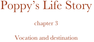 Poppy’s Life Story

chapter 3

Vocation and destination